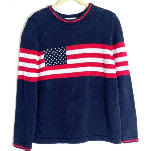 Stars and Stripes Patriotic Drop Shoulder Sweater